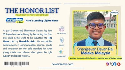 Shanjeevan Devan Raj Inducted into The Honor List – Celebrating Asia’s Most Inspiring Young Minds