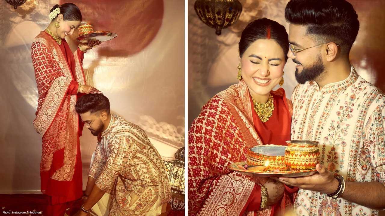 Hina Khan and Rocky Jaiswal Celebrate Their First Karwa Chauth