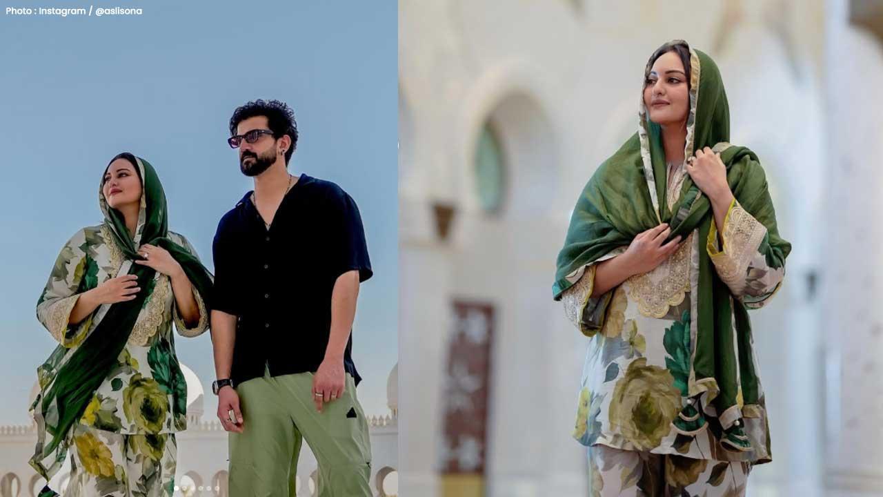 Sonakshi Sinha Visits Sheikh Zayed Grand Mosque with Husband Zaheer