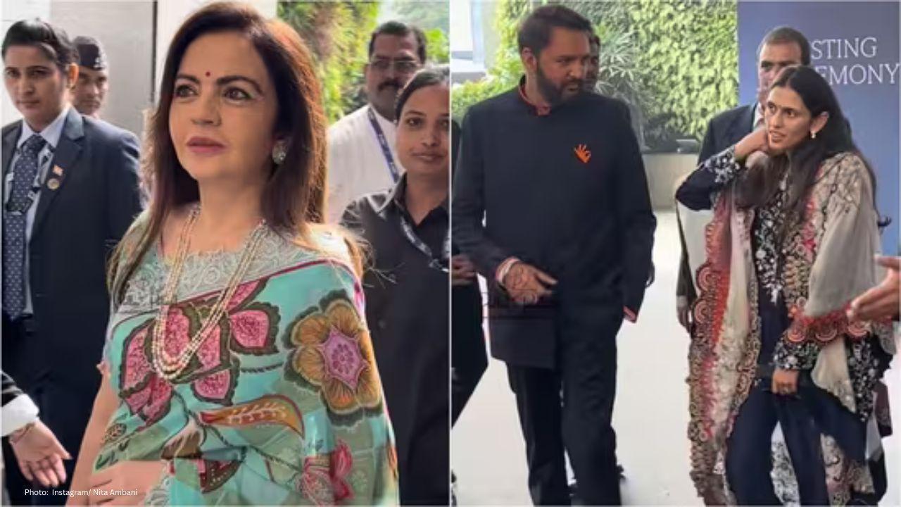 Fashion Elegance: Nita Ambani and Shloka Mehta Dazzle at Mumbai NSE Event