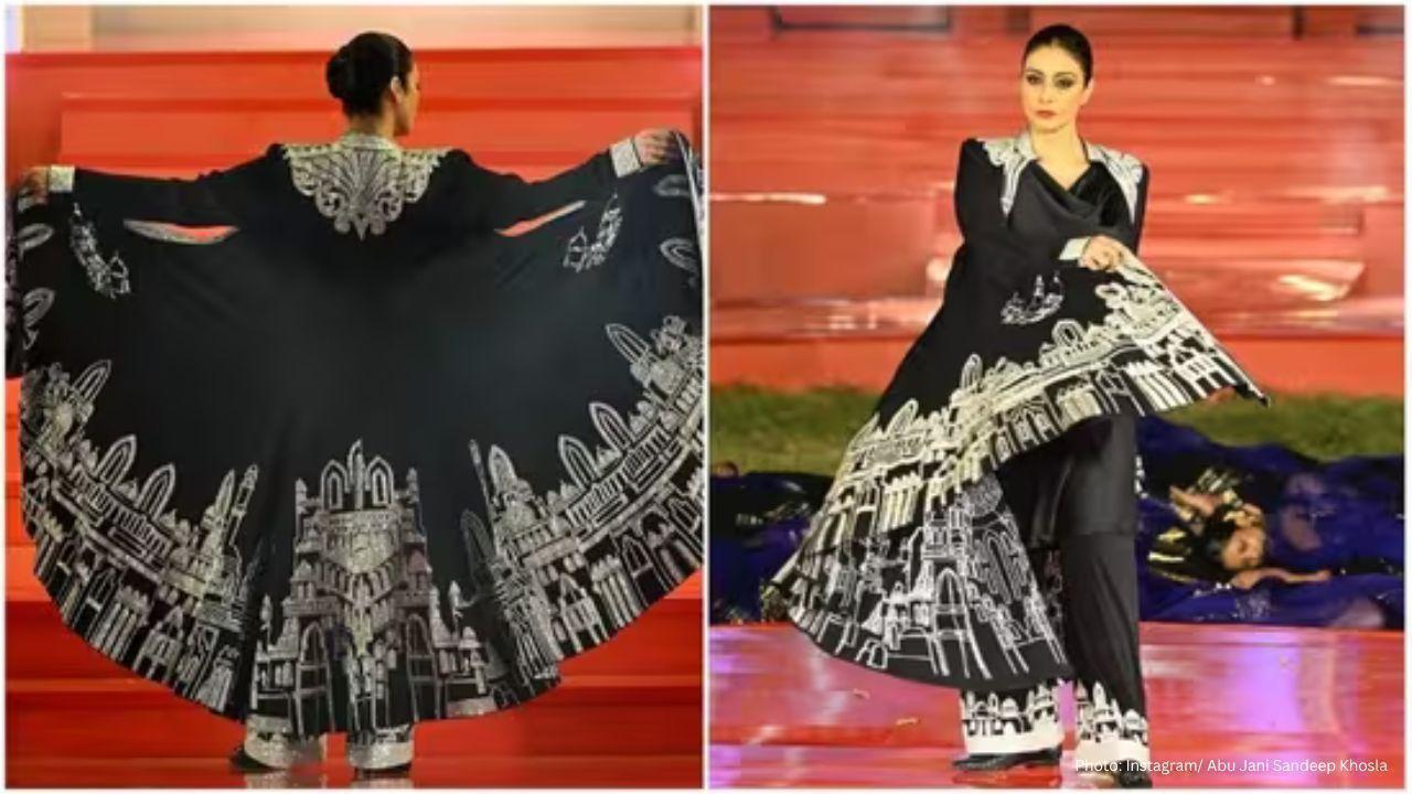 Tabu Dazzles as Showstopper at Abu Jani Sandeep Khosla Fashion Show in Mumbai
