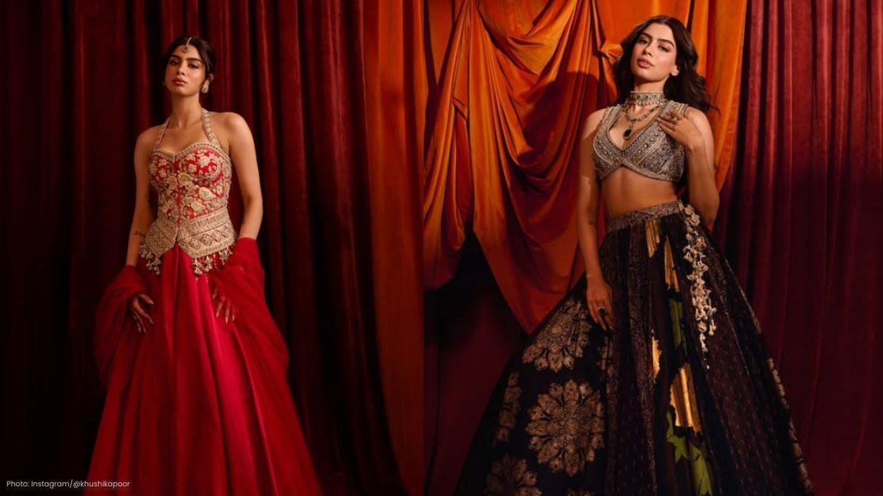 Khushi Kapoor Dazzles in Three Exquisite Wedding-Ready Lehengas
