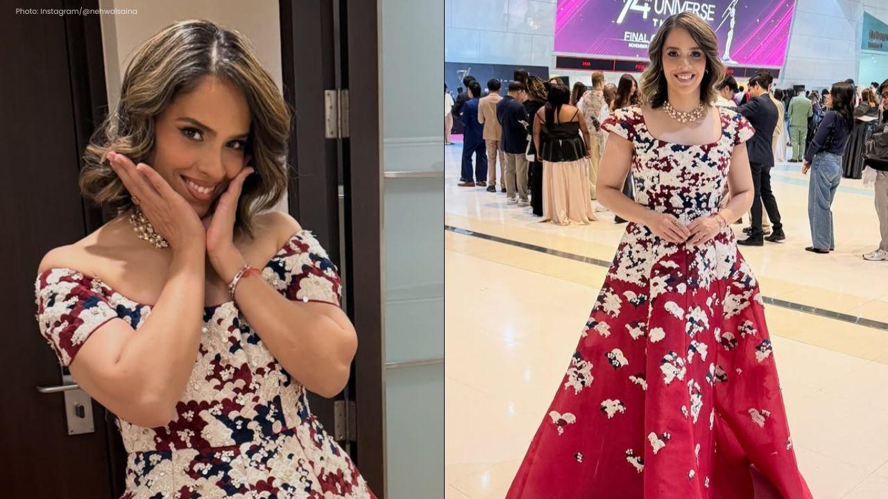 Saina Nehwal Shines as Judge at Miss Universe 2025 in Stunning Red Dress