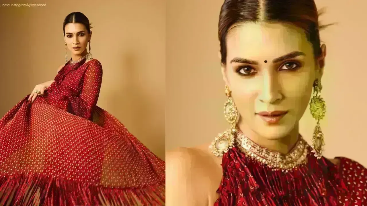 Kriti Sanon Wows in a Stunning Red Saree for Tere Ishk Mein Promotions