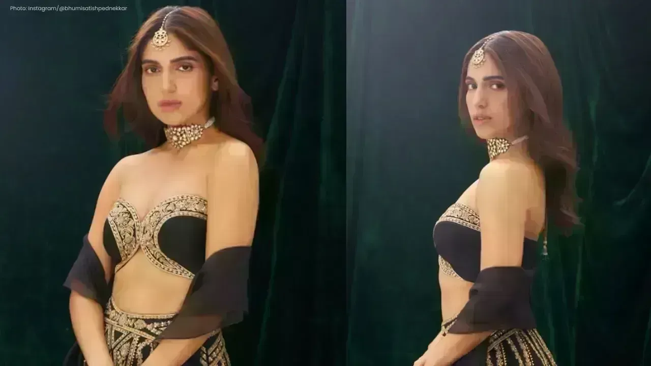 Bhumi Pednekar Shines in Elegant Black-Gold Lehenga This Wedding Season