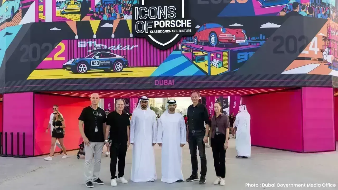 Sheikh Mansoor Visits Dubai's Major Porsche Festival