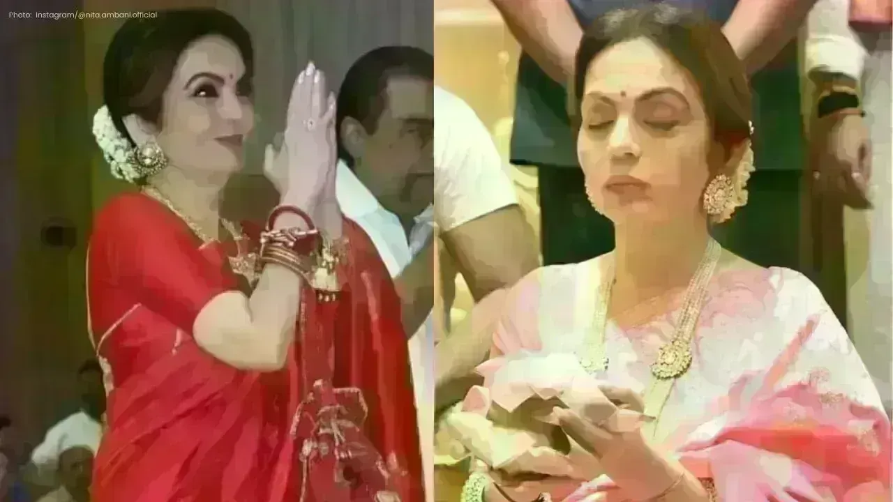 Nita Ambani Dazzles in Red Chiffon Saree at DAIS Annual Celebration