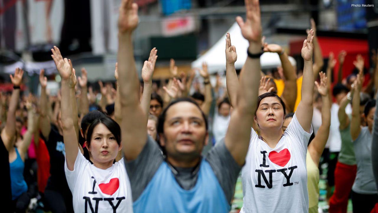 Om Chants Fill Times Square On International Yoga Day