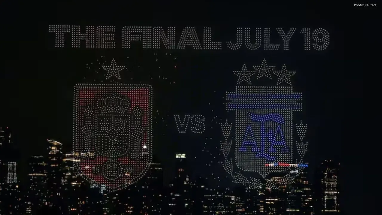 New York's Sky Shines with World Cup Drone Show Ahead of Argentina-Spain Clash