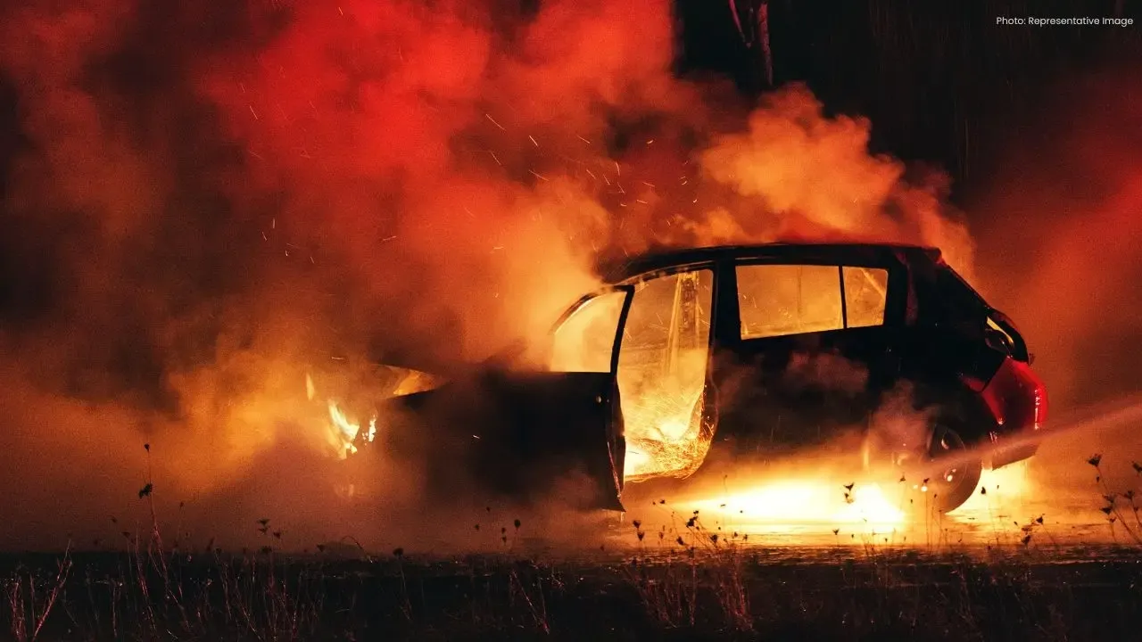 MPV Catches Fire on Tampines Expressway, No Injuries Reported
